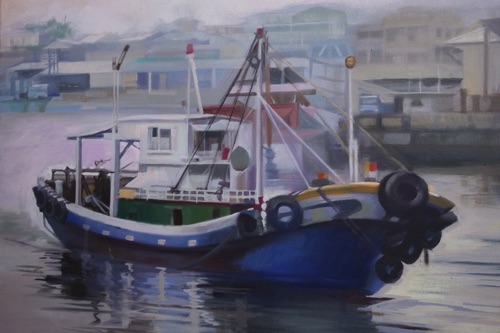 "Fishboat in Kaohsiung, Taiwan"
Oil on canvas  18”x24”